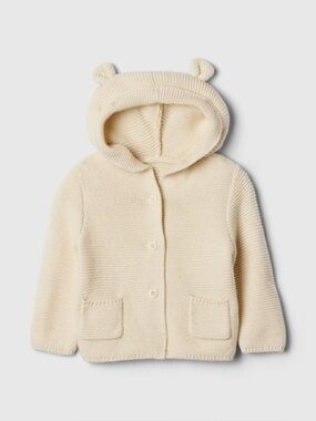 GAP Baby Knit Hooded Cardigan in Cream